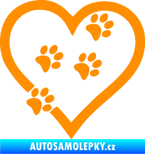 Samolepka Tlapky love 006 pravá oranžová