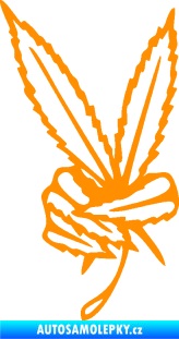Samolepka Travka 002 pravá marihuana peace oranžová