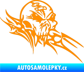 Samolepka Tribal skull pravá lebka oranžová