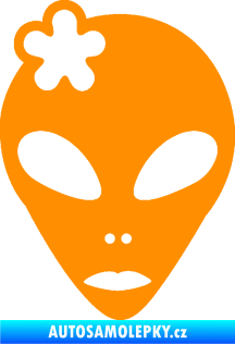 Samolepka UFO 009 slečna s kytičkou levá oranžová