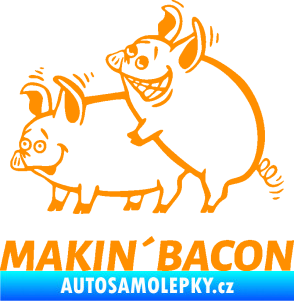 Samolepka Veselá prasátka makin bacon levá oranžová