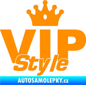 Samolepka VIP styl nápis s korunkou oranžová