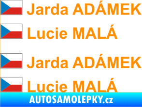 Samolepka Vlajka ČR se jménem oranžová