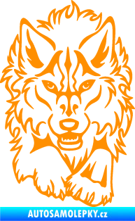 Samolepka Vlk 010 pravá běžící  oranžová