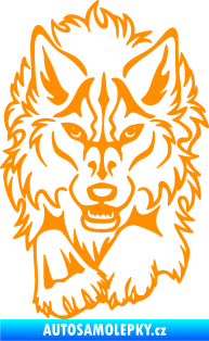 Samolepka Vlk 010 levá běžící  oranžová