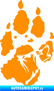 Samolepka Vlk 018 levá stopa s vlčím obrysem oranžová