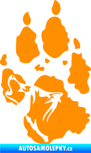 Samolepka Vlk 018 pravá stopa s vlčím obrysem oranžová