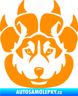 Samolepka Vlk 030 s tlapkou oranžová