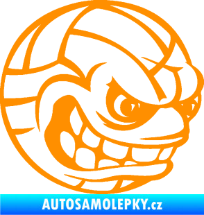 Samolepka Volejbalový míč 001 pravá s obličejem oranžová