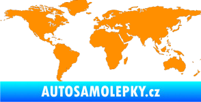Samolepka World mapa světa oranžová
