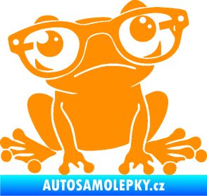 Samolepka Žába 011 pravá kouká s brýlemi oranžová