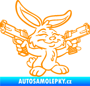 Samolepka Zajíc 005 pravá mafián s revolvery oranžová