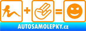 Samolepka Žena + shocker = šklebící se smajlík pravá oranžová