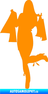 Samolepka Žena na nákupu 001 levá oranžová