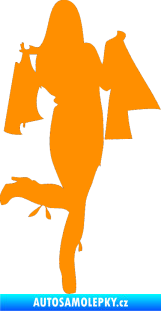 Samolepka Žena na nákupu 001 pravá oranžová