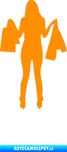 Samolepka Žena na nákupu 003 pravá oranžová