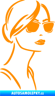 Samolepka Žena tvář 003 pravá s brýlemi oranžová