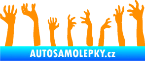 Samolepka Zombie 002 pravá mrtví vylézají z hrobu oranžová