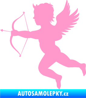 Samolepka Amor 001 levá cupid andílek světle růžová
