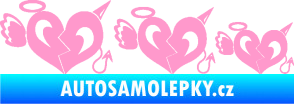 Samolepka Angel devil family 002 rodinka v autě světle růžová