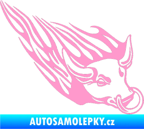 Samolepka Animal flames 010 pravá býk s kruhem světle růžová