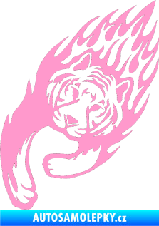 Samolepka Animal flames 015 levá tygr světle růžová