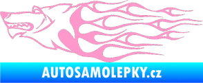 Samolepka Animal flames 017 levá vlk světle růžová
