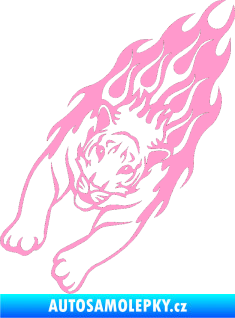 Samolepka Animal flames 024 levá tygr světle růžová