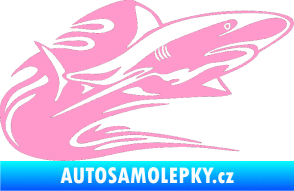 Samolepka Animal flames 037 pravá žralok světle růžová