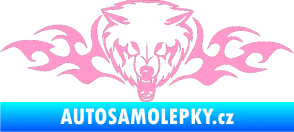 Samolepka Animal flames 038 levá  vlk světle růžová