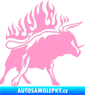 Samolepka Animal flames 055 pravá býk světle růžová