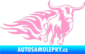 Samolepka Animal flames 057 pravá býk světle růžová