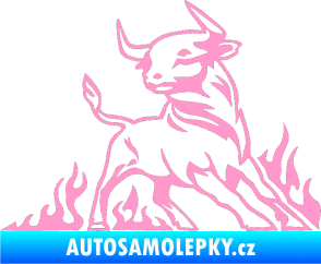 Samolepka Animal flames 062 pravá býk světle růžová