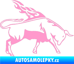 Samolepka Animal flames 067 pravá býk světle růžová