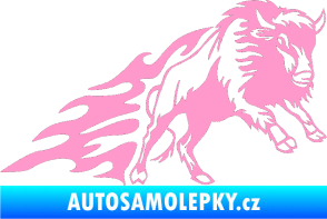 Samolepka Animal flames 089 pravá býk světle růžová