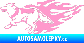 Samolepka Animal flames 090 levá vlk světle růžová