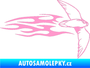 Samolepka Animal flames 095 pravá letící pták světle růžová