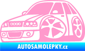 Samolepka Audi A4 karikatura levá světle růžová