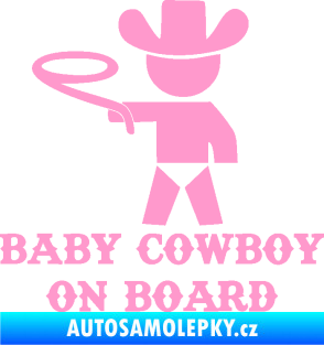 Samolepka Baby cowboy on board levá světle růžová