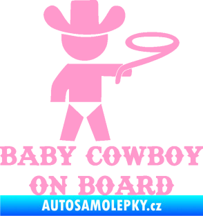 Samolepka Baby cowboy on board pravá světle růžová