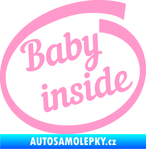 Samolepka Baby inside dítě v autě nápis světle růžová