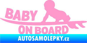 Samolepka Baby on board 010 levá surfing světle růžová