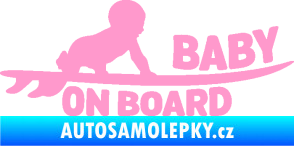 Samolepka Baby on board 010 pravá surfing světle růžová