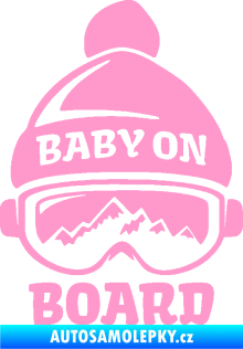 Samolepka Baby on board 012 levá na horách světle růžová