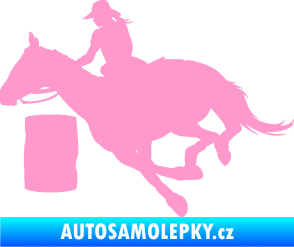 Samolepka Barrel racing 001 levá cowgirl rodeo světle růžová