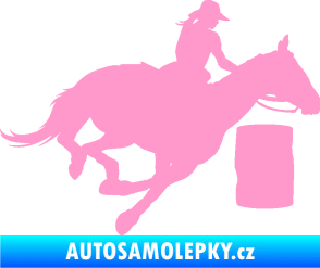 Samolepka Barrel racing 001 pravá cowgirl rodeo světle růžová