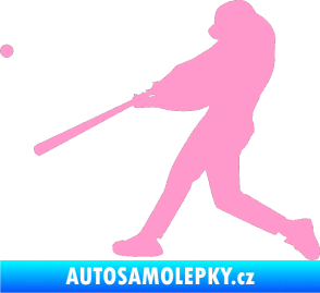 Samolepka Baseball 001 levá světle růžová