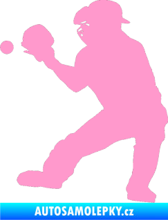 Samolepka Baseball 007 levá světle růžová