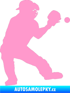 Samolepka Baseball 007 pravá světle růžová