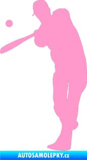 Samolepka Baseball 012 levá světle růžová